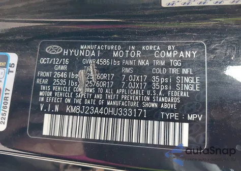 2017 Hyundai Tucson Se z USA, uszkodzony, nr VIN KM8J23A40HU333171